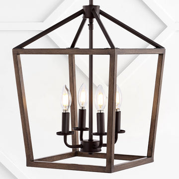 Oria 10" Iron Farmhouse Industrial Lantern LED Pendant - JONATHAN Y